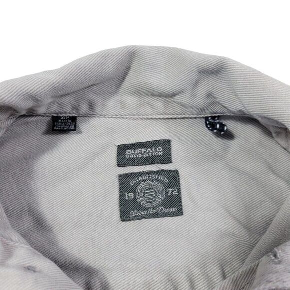 Buffalo David Bitton Denim Jean Jacket Mens Small Beige Gray Button Up Trucker - Picture 2 of 7